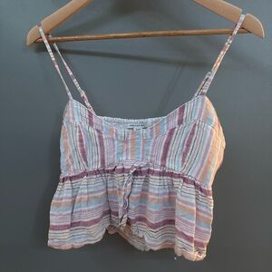 American Eagle Outfitters Pastel Striped Peplum Cami in Pink, Blue & Cream